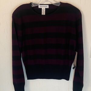 Jones New York Black and Purple Striped Sweater